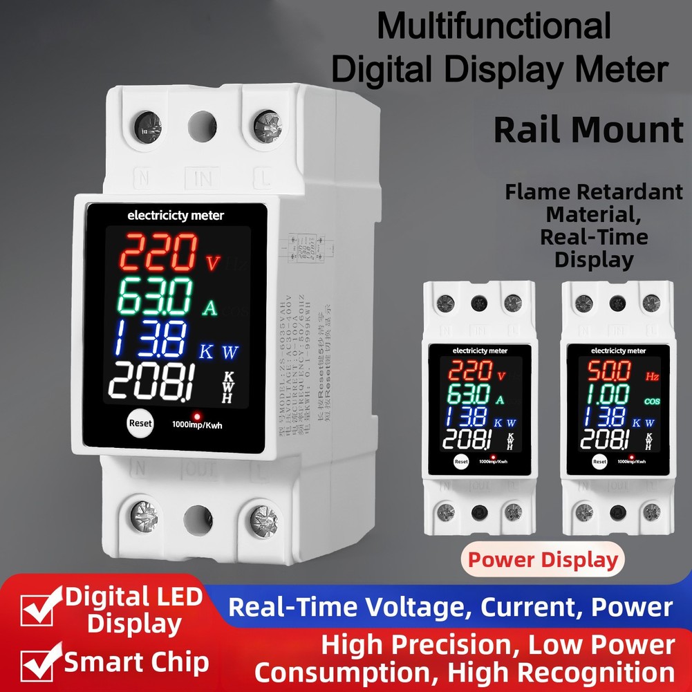 Energy Monitor Meter - Multi funcional display digital tensão atual
